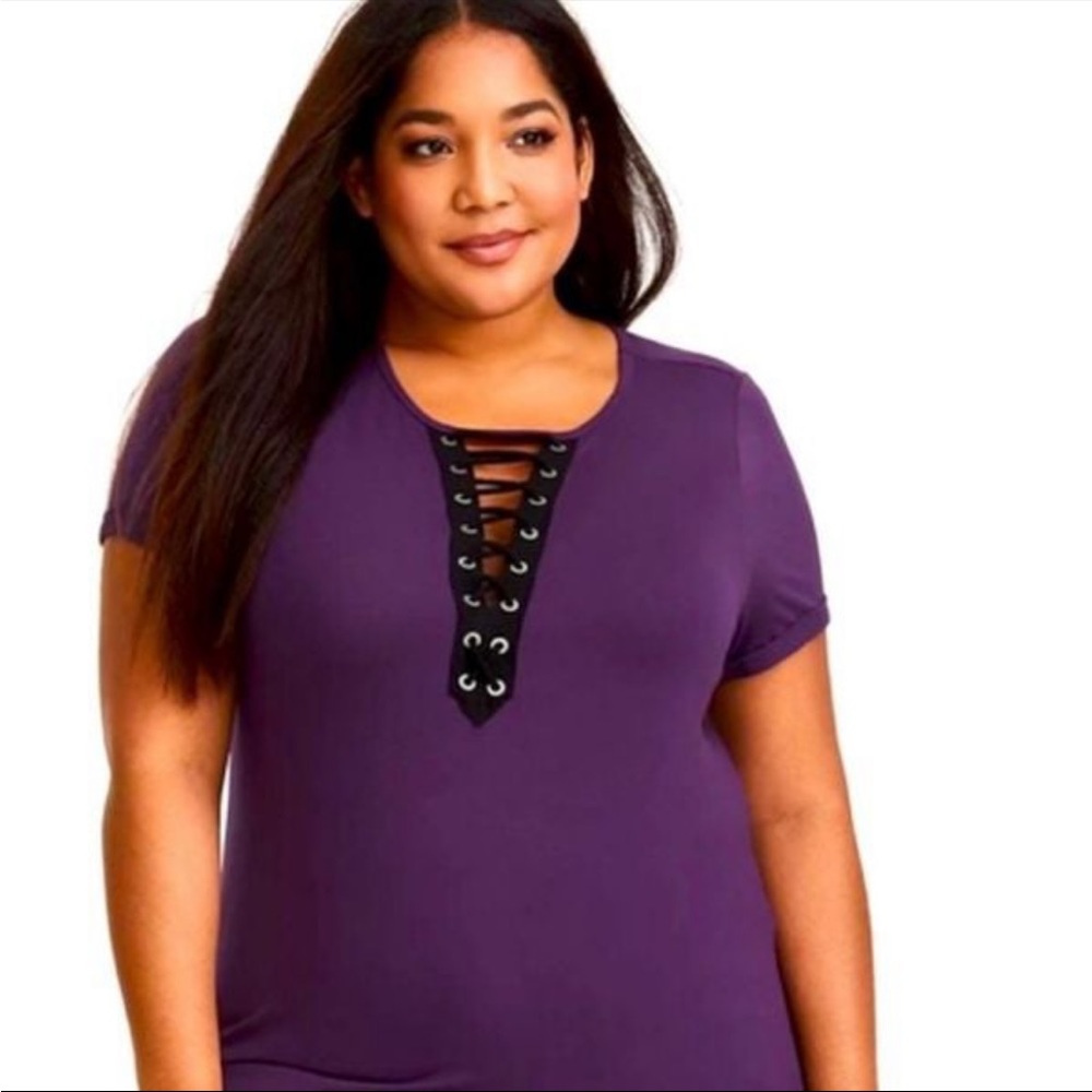 Torrid lace up cross front shirt